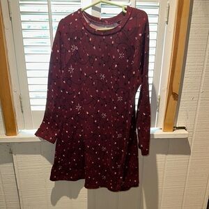 Maurices Burgundy Kids Dress with Festive Print
